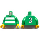 LEGO White and Green Team Player with Number 3 on Back Torso (973)