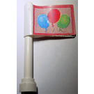 LEGO White Antenna 1 x 4 with Balloons Sticker with Rounded Top (3957)