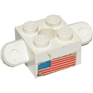 LEGO Weiß Arm Backstein 2 x 2 Arm Halter mit Loch und 2 Arme mit USA Flagge Aufkleber