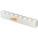 LEGO Wit Steen 1 x 8 met Light Oranje Rectangle (Links) Sticker