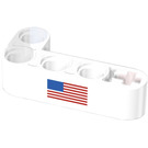 LEGO White Beam 2 x 4 Bent 90 Degrees, 2 and 4 holes with USA Flag Sticker (32140)
