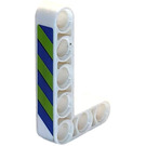 LEGO White Beam 3 x 5 Bent 90 degrees, 3 and 5 Holes with Blue and Lime Stripes right Sticker (32526)