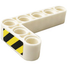 LEGO White Beam 3 x 5 Bent 90 degrees, 3 and 5 Holes with Danger Stripes Sticker (32526)