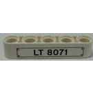 LEGO White Beam 5 with 'LT 8071' Sticker (32316)