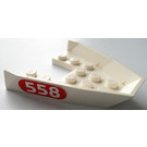 LEGO White Boat Top 6 x 6 with '558' in Red Sticker (2627)