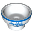 LEGO White Bowl with Blue Trim and Dragon (34172 / 34835)