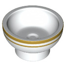 LEGO Blanco Bowl con Gold Llanta y Raya (34172 / 49993)