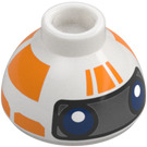 LEGO Hvit Kloss 1.5 x 1.5 x 0.7 Rund Dome Hatt med RJ-83 Oransje Droid Hode (37840 / 106151)