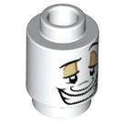 LEGO White Brick 1 x 1 Round with Smug smiley face black lips with Open Stud (3062 / 66397)