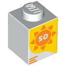 LEGO Wit Steen 1 x 1 met "50" en Sun (3005 / 103419)
