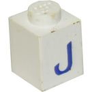 LEGO blanc Brique 1 x 1 avec Bleu "J" (3005)
