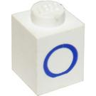 LEGO blanc Brique 1 x 1 avec Bleu "O" (3005)