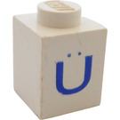 LEGO White Brick 1 x 1 with Blue "U" with Umlaut (3005)