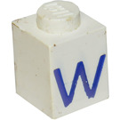 LEGO Blanc Brique 1 x 1 avec Bleu "W" (3005)