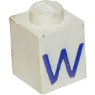 LEGO Wit Steen 1 x 1 met Blauw "W" (3005)