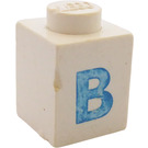 LEGO White Brick 1 x 1 with Bold Blue "B" (3005)