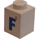 LEGO White Brick 1 x 1 with Bold Blue "F" (3005)