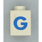 LEGO White Brick 1 x 1 with Bold Blue "G" (3005)