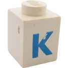 LEGO White Brick 1 x 1 with Bold Blue "K" (3005)