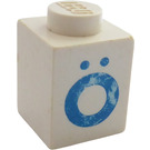 LEGO White Brick 1 x 1 with Bold Blue "O" with Umlaut (3005)