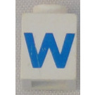 LEGO White Brick 1 x 1 with Bold Blue "W" (3005)