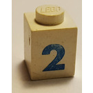 LEGO Weiß Stein 1 x 1 mit Bold number 2 (3005)