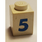 LEGO Weiß Backstein 1 x 1 mit Bold number 5 (3005)
