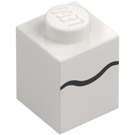 LEGO Blanco Ladrillo 1 x 1 con Boo Boca Negro Line (3005 / 79561)