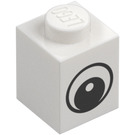 LEGO Vit Kloss 1 x 1 med Öga med vit fläck på pupillen (88394 / 88395)