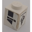 LEGO White Brick 1 x 1 with 'Mobil 1' and 'SCHAEFFLER' with Michelin Logo (Model Left) Sticker (3005)