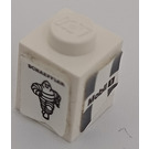 LEGO White Brick 1 x 1 with 'Mobil 1' and 'SCHAEFFLER' with Michelin Logo (Model Right) Sticker (3005)