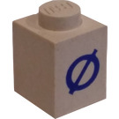 LEGO White Brick 1 x 1 with Serif Blue Danish "O" (3005)