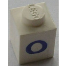 LEGO White Brick 1 x 1 with Serif Blue "O" (3005)