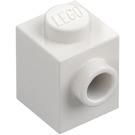 LEGO Vit Kloss 1 x 1 med Knopp på Ett Sida (87087)