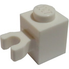 LEGO White Brick 1 x 1 with Vertical Clip ('U' Clip, Solid Stud) (30241 / 60475)