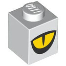 LEGO Weiß Backstein 1 x 1 mit Gelb Eye (3005 / 103008)