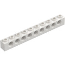 LEGO hvid Klods 1 x 10 med Huller (2730)