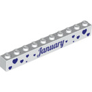 LEGO blanc Brique 1 x 10 avec JANUARY/FEBRUARY (6111 / 13472)