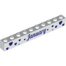 LEGO White Brick 1 x 10 with JANUARY/FEBRUARY (6111 / 13472)