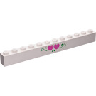 LEGO White Brick 1 x 12 with Hearts  Sticker (6112)