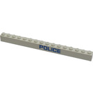 LEGO blanc Brique 1 x 16 avec 'Police' Autocollant (2465)