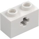 LEGO White Brick 1 x 2 with Axle Hole ('+' Opening and Bottom Tube) (31493 / 32064)