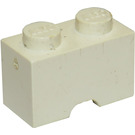 LEGO White Brick 1 x 2 with Cable Holding Cutout Round