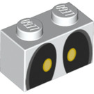 LEGO Blanco Ladrillo 1 x 2 con Dry Bones Ojos Looking Recto con tubo inferior (3004 / 69081)