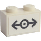 LEGO blanc Brique 1 x 2 avec grise Train logo Autocollant avec tube inférieur (3004)