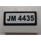LEGO blanc Brique 1 x 2 avec 'JM 4435' Autocollant avec tube inférieur (3004)