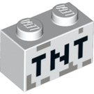 LEGO Brick 1 x 2 with Minecraft 'TNT' with Bottom Tube (3004 / 19180)
