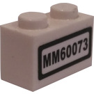 LEGO White Brick 1 x 2 with MM60073 License Sticker with Bottom Tube (3004)