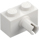 LEGO White Brick 1 x 2 with Pin without Bottom Stud Holder (2458)