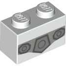 LEGO Blanc Brique 1 x 2 avec Argent Ceinture design avec tube inférieur (3004 / 42804)